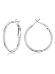 FOCALOOK Hoop Earrings Women 30mm Stainless Steel Silver Color Lightweight Thin Silver Hoop Earrings