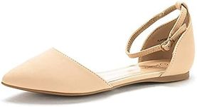 DREAM PAIRS Women's Flapointed-New Nude Nubuck D'Orsay Ballet Flats Shoes - 11 M US