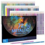 72 Metallic Colored Pencils with Graphite Pencil,Colorless Blender.Pencil Crayons for Adult Coloring,Suitable for Adults, Kids and Coloring Books.Artist Sketching Drawing Pencils Art Craft Supplies.