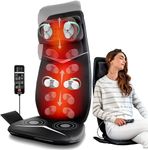 Zyllion Shiatsu Neck and Back Massager - 3D Kneading Deep Tissue Full Body Electric Massage Chair Seat Cushion Pad with Heat and Vibration for Muscle Pain Relief, Home and Office - Black (ZMA-33)