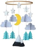 Sorrel + Fern Baby Crib Mobile (Starry Woodland Night, Mint) - Nursery Decoration Crib Mobile and Baby Shower for Boys and Girls