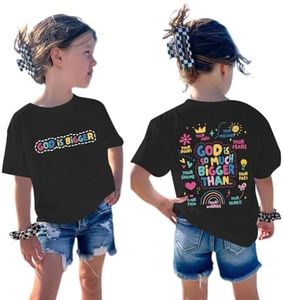 Sulayesh Girls Cute Christian Shirts Jesus God Faith Bible Verse Tshirt for Kids Religious Inspirational Graphic Tees Tops (Black,7-8 Years)