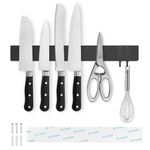 Tysonir 10 Inch Stainless Steel Magnetic Knife Holder for Wall,Strong and Secure Magnetic Knife Rack for Metal Kitchen Utensils, Wall or Fridge Holder Tool Holder,Black