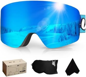 Professional Ski Goggles With A Frameless, Interchangeable Lens Design, Anti-Fog And UV400Protection, Suitable For Both Men And Women(Blue electroplating)