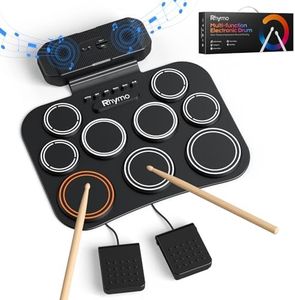 Ryhmo Electronic Drum Set, 9 Pads Electric Drum Pad Roll Up Drum Pad, Built-in Speaker Drum Pedals and Sticks, kid drum set with Headphone Included Holiday Christmas Birthday Gift for kids