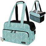 PetAmi Small Dog Purse Carrier, Soft-Sided Pet Carrier Bag with Pockets, Portable Puppy Cat Travel Handbag Tote, Airline Approved Breathable Mesh, Poop Bag Dispenser, Max 18 lbs, Chevron Teal