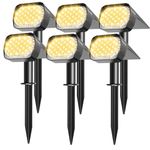 Solar Spot Lights Outdoor 6 Pack, Upgrade Led Outdoor Light Solar & Type C Powered, 3 Lighting Modes Auto ON/Off Yard Landscape Spotlights, Waterproof Garden Wall Light for Walkway Driveway-Warm White