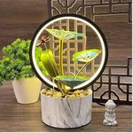 HOME ELEMENTS Water Fountains with Ring Light for Home Decor Tabletop Indoor Desktop Showpiece Fountain for Living Room Bedroom Office Housewarming Gift Meditation Zen Water Fountain (FT_015)