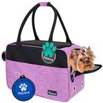 PetAmi Dog Purse Carrier for Small Dogs, Airline Approved Soft Sided Pet Carrier with Pockets, Ventilated Dog Carrying Bag for Puppy Cat, Dog Travel Supplies Bag, Sherpa Bed, Max 12 lbs, Purple