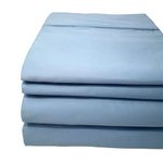 Quahog Bay Bedding USA Maine Made CinchFit SPLIT HEAD FLEX KING Adjustable Bed Sheet Set 600 Thread Count 4PC 100% Cotton (Light Blue)