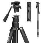 SmallRig 71" Video Tripod Monopod with Fluid Head, Aluminum Camera Tripod, 360 Panorama for Travel, videoing, Live Streaming, vlogging, Adjustable Height from 16.5" to 71", Max. Payload 15kg - 3760B