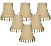 (6 Pack) Royal Designs Beige Beaded Bell Chandelier Lampshade, 3 x 5 x 4 (CS-310B-5WH-6)