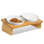 ComSaf Raised Cat Bowl with Stand, Melamine Elevated Cat Food Bowl, 15° Tilted Cat Water Bowl Set, 2 Pack of Feeding Dishes For Cats and Puppy, Protect Pet's Spine, Whisker Stress Free Anti Vomiting