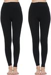 MANZI 2 Pairs 400D Women's Black Footless Thermal Warm Winter Fleece Tights, XX-Large