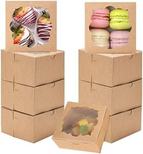 NPLUX 50pcs Cookie Boxes with Window Bakery Boxes Small Treat Boxes Mini Pie Boxes Pastry Boxes 4x4x2.5in(Brown)