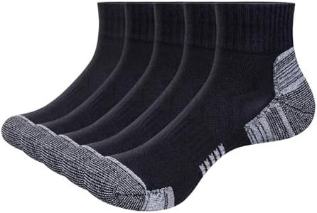 YUEDGE Womens Ankle Socks Black Cushioned Quarter Gym Golf Tennis Athletic Socks Moisture Wicking Running Socks Short Casual Cotton Socks For Women Size 6-9, 5 Pairs/Pack