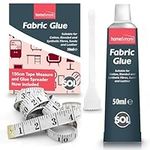 50ml Fabric Glue for Clothes | Includes Fabric Glue Strong Spreader & 150cm Tape Measure | Extra Strong 1pk Fabric Glue for Crafts, Upholstery, Material, Textile, Felt and Badges