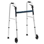 KosmoCare Premium Imported Light weight Aluminum Height Adjustable Folding Walker (Silver - With Lever)