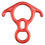 TRIWONDER 50KN Rock Climbing Figure 8 Descender Rescue Belay Device Stop Descender and Carabiner Rock Rappelling Gear (Red)