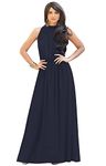 koh koh Womens Long Sexy Sleeveless Bridesmaid Halter Neck Wedding Party Guest Summer Flowy Casual Brides Formal Evening A-line Gown Gowns Maxi Dress Dresses, Dark Navy Blue M 8-10