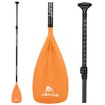 Abahub Carbon Fiber SUP Paddle, 3-Piece Adjustable 67''-86'' Stand Up Paddle Lightweight Carbon Shaft, Orange Plastic Blade + Paddle Bag