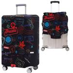 Handcuffs Luggage Cover Trolley Travel Covers, Washable Dust Proof Anti-Scratch Suitcase Protector (Black-1, M (23"-26"))