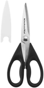 KitchenAid All Purpose Kitchen Shears with Protective Sheath Durable Stainless Steel Scissors, Dishwasher Safe, Soft Grip Comfort Handle, 8.72 Inch, Black