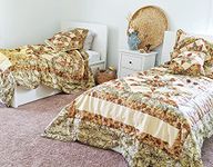 Tache Home Fashion 4 Piece Jungle Dreams Comforter Set, Single, Gold, Black, Floral, Twin