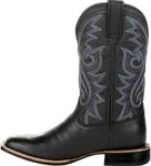 Winter Boots for Men Embroidered Stitched Pointed Toe Cowboy Boots Chunky Heel Mid Calf Boots Shoes Fall Boots for Men 2022, Black, 12.5
