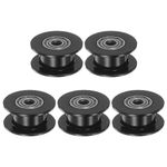 sourcing map 5pcs 2GT Idler Pulley 3mm Bore 18mm Dia. Aluminum Timing Belt Toothless for 6mm Width Belt 3D Printer CNC Machine Accessories, Black