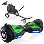 EVERCROSS Hoverboards and Kart Bundle, 6.5'' Hover Boards with Seat Attachment, Self Balancing Scooter with APP & Bluetooth Speaker, LED Lights, Hoverboards for Kids & Adults (BLACK+CARBON)