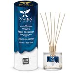 Shrida Waves Reed Diffuser, 120ml | Glass Aroma Diffuser for Home, Office & Bathroom | Toxin-Free Room Freshener with 6 Designer Reed Sticks |Room Fragrance That Lasts Up to 45 Days