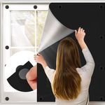 BKSAI Magnetic Blackout Blinds Window for Bedroom Traceless Removable, 100x145cm Any Shape and Size, No drilling 12 Magnets, Portable Black Out Blinds Curtains Blackout Material Cover