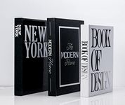 Set of 3 Decorative Books for Home Decor - XL Coffee Table Decoration Books - Stylish Fake/Faux Display Books - Modern Hardcover Book Stack - Fashion Designer Book Set - New York/Black/White