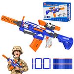 VATOS Toy Gun for Nerf Guns - Automatic Machine Gun for Boys Girls Sniper Rifle with Scope Electric Toy Foam Blaster 100 PCS Darts | Adjustable Length DIY Shooting game for Kids 6-12 Years Old Adults