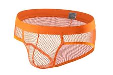 Sexy Men's See through Mesh Frenchie Brief Underwear (L, Orange)