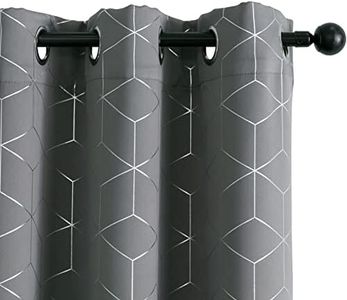 GIRASOLE HOME® Coppia Tende Oscuranti Termiche Morbide Fantasia Argentata 3D Tenda Isolante per Soggiorno Camera e Interni 2 Pannelli con Occhielli (140x235cm, Grigio)