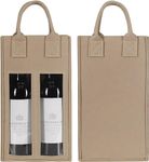 MEETOZ Double Wine Bag with Window, Felt Bottle Gift Bag with Handle Reusable Wine Carrier Tote Bag for Party Favors Travel, Camping, Gift Wrap Bags Great Gift for Wine Lover(1pc)