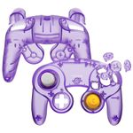 eXtremeRate Clear Atomic Purple Faceplate Backplate for Nintendo GameCube Controller, Custom DIY Replacement Housing Shell Cover with Buttons for Nintendo GameCube Controller - Controller NOT Included