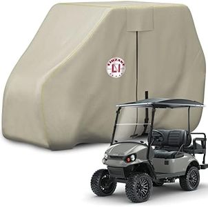 LI LIBZAKI Waterproof Golf Cart Cover, 600D Heavy Duty Marine Grade Fabric, Universal Fits for Most Brand 4 Passengers Yamaha, Honda, Club Car, EZGO Golf Cart -Light Tan