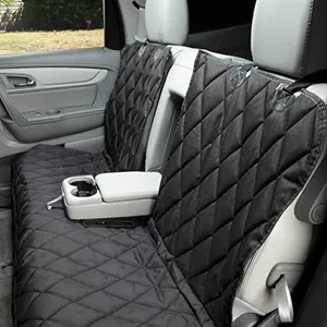 4Knines Dog Seat Cover Without Hammock for Fold-Down Rear Bench Seat 60/40 Split and Middle Seat Belt Capable - Black Extra Large - for Full Size Trucks and Large SUVs - USA Based Company