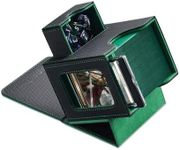 Mage Tech Card Deck Box for MTG Commander - Patented Design, Commander Display, Fits 100 Double-Sleeved Cards, 35pt Card Brick & Dice Tray - Blake/Green