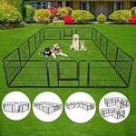 Safstar 16 Panels Metal Dog Playpen, 48" Height Dog Fence Exercise Pen with Doors for Large Medium Small Dog Rabbit Cat, Foldable Pet Puppy Playpen for Indoor & Outdoor RV, Camping, Yard (16 Panels)