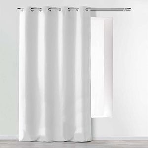 douceur d'intérieur, Rideau à Oeillets (140 x 260 cm) Absolu Blanc, Microfibre