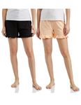 Amazon Brand - Symbol Women's Shorts (SS19UTSBT02-GP-05_Peach & Black_S)