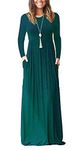 AUSELILY Women Long Sleeve Loose Maxi Dresses Casual Long Dresses with Pockets Dark Green