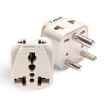 OREI Canada to India Converter Plug, USA, UK to India Adapter Plug - Type D Travel Adapter - 2 in 1 USA to India Adapter Plug - Beige - 2 Pack - CE - RoHS - 5 Years Warranty