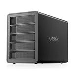 ORICO 5 Bay USB 3.0 to SATA External Hard Drive Enclosure Support 80TB, 2.5/3.5 inch HDD SSD Enclosure Built-in 150W Power/Dual Chip for Enterprise Data Storage Backup, Server Expansion (No RAID)