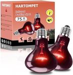HARTOMPET 75W Infrared Basking Spot Light Bulbs – Ideal for Reptiles & Amphibians, Like Bearded Dragons, Snakes & Turtles; Red Heat Lamp for Brooders, Terrariums & Turtle Tanks | 2 Pack