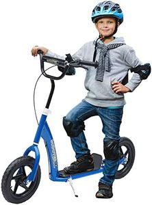 HOMCOM Kids Scooter, Toddler Kick Scooter with Adjustable Handlebar, 12" EVA Tyres, Rear Brake, for Age 5-12 Years, Blue